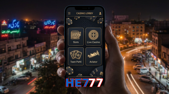 Main screen of HE777 app page for PK players