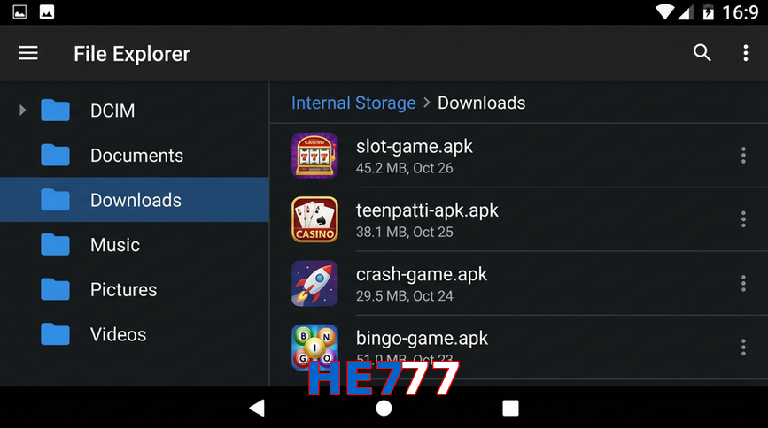 Main screen of HE777 gameapk page for PK players
